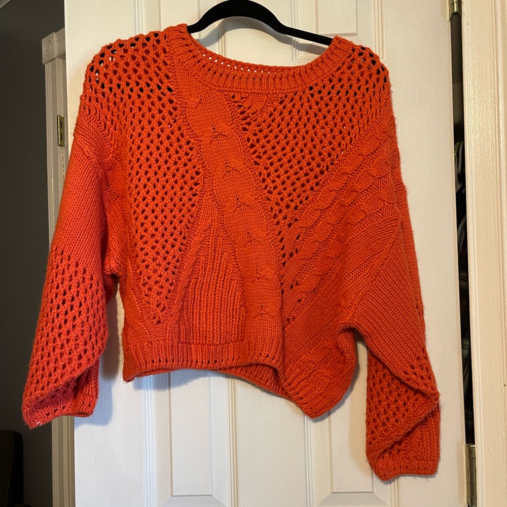 boutique bright orange loose knit sweater